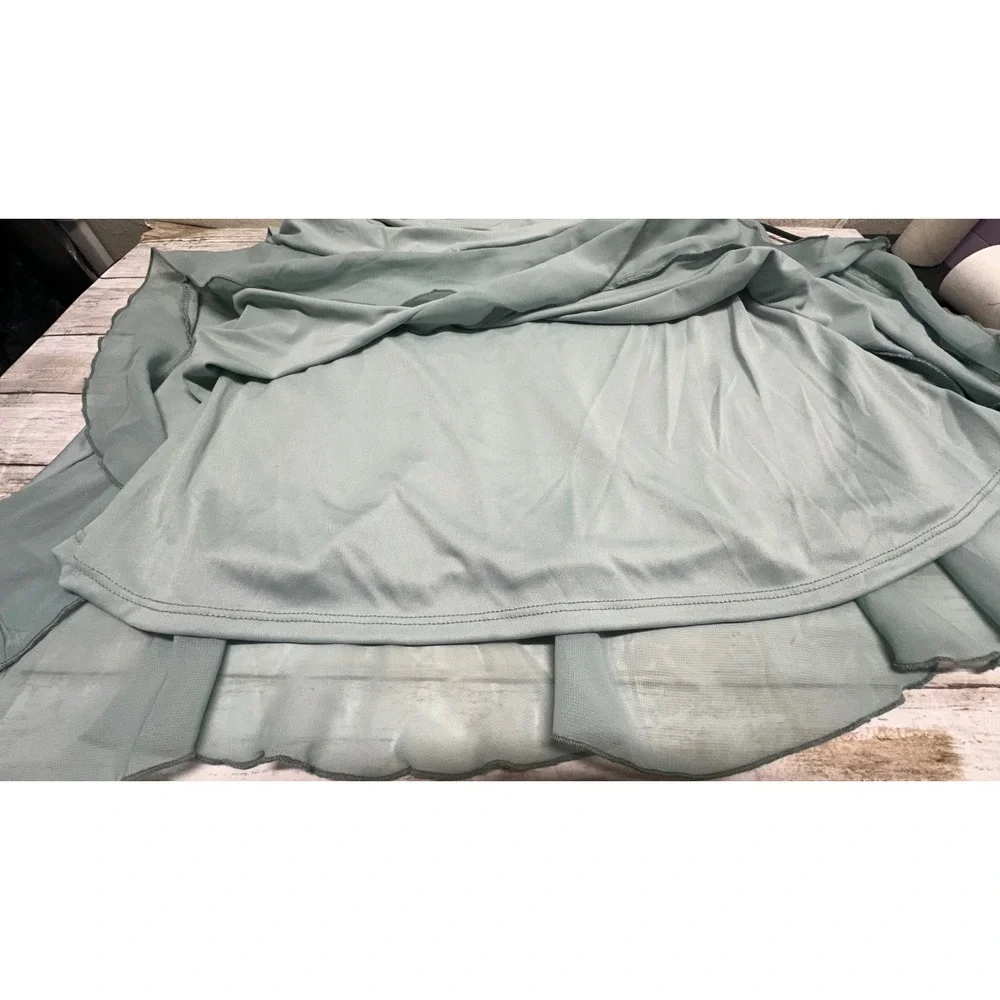 Ardene Sage Green Ruffle Wrap Dress Rosette Detail V-Neck Junior‎ size Large NEW